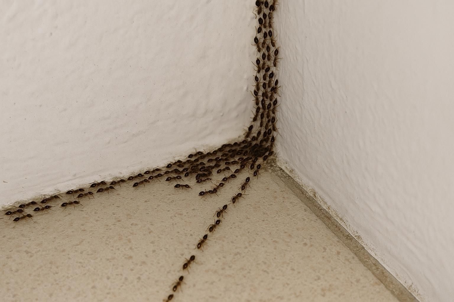 A trail of Argentine ants along a Morgan Hill kitchen counter