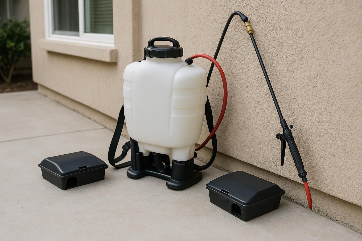 Pest control equipment beside a Morgan Hill home